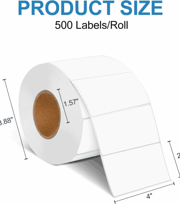 4x2 Thermal Labels, 100mm x 50mm White Direct Thermal Labels for Zebra Toshiba Printers - 500 - Image 2