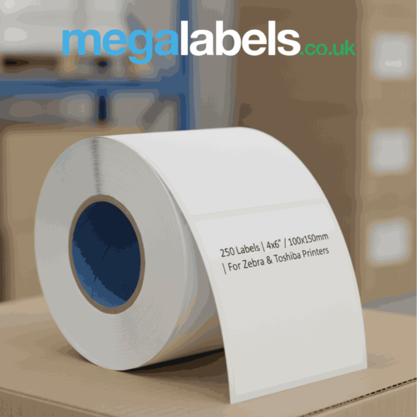 Thermal Labels 100mm x 150mm, White Direct Thermal Labels for Zebra Toshiba Printers - 250